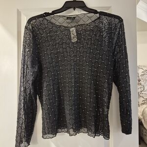 Elegant Black Sheer Women's Top